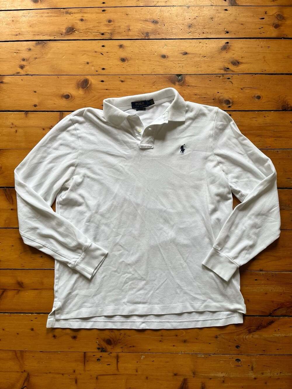 Polo Ralph Lauren Classic Fit Long-Sleeve Mesh Polo Shirt Size M Solid White